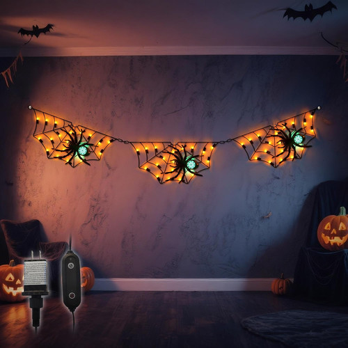 Halloween spider web lights - spider,